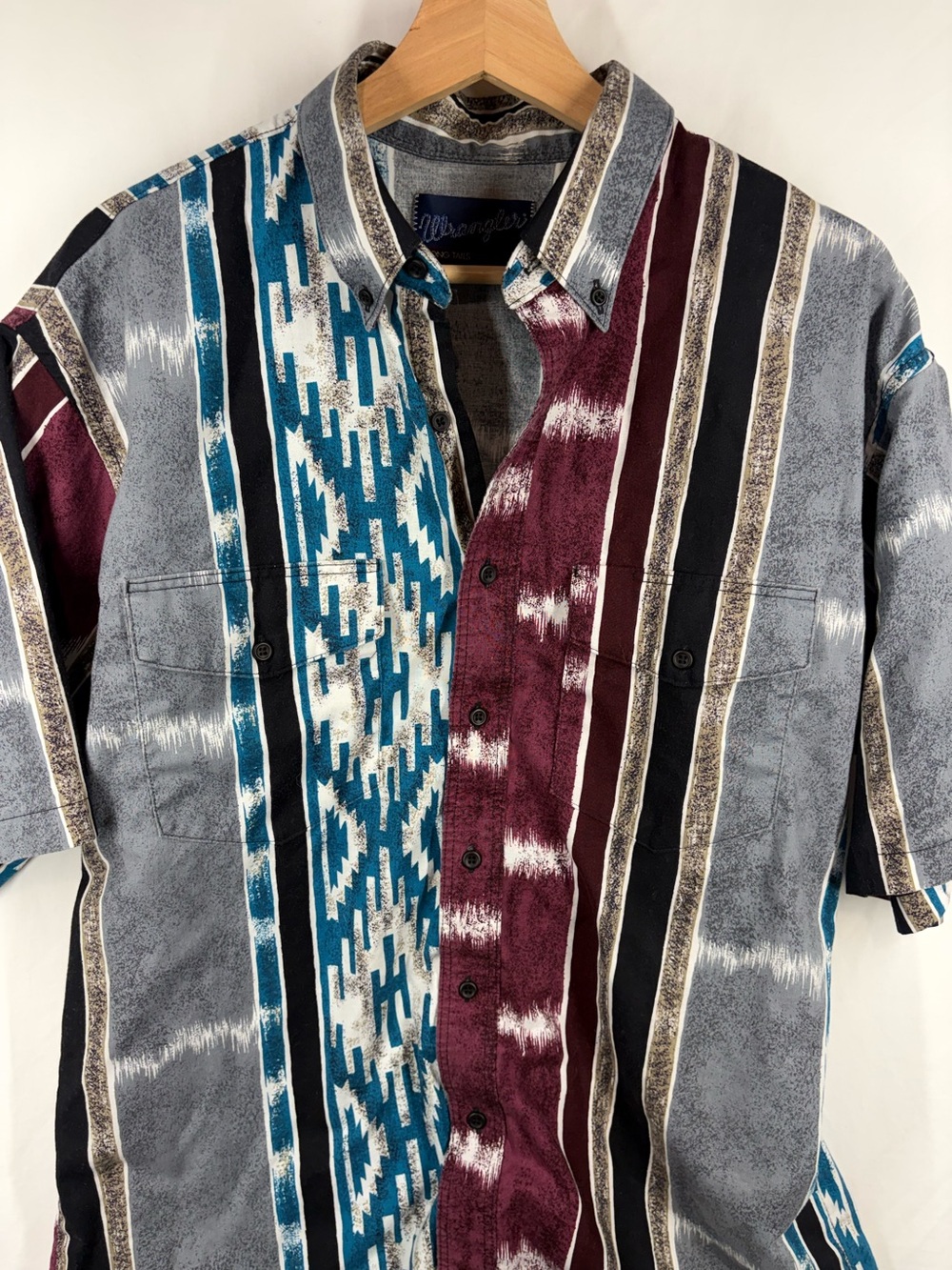 Vintage Wrangler Western Shirt Southwestern Aztec Stripe Men’s 16 1/2 - 90s